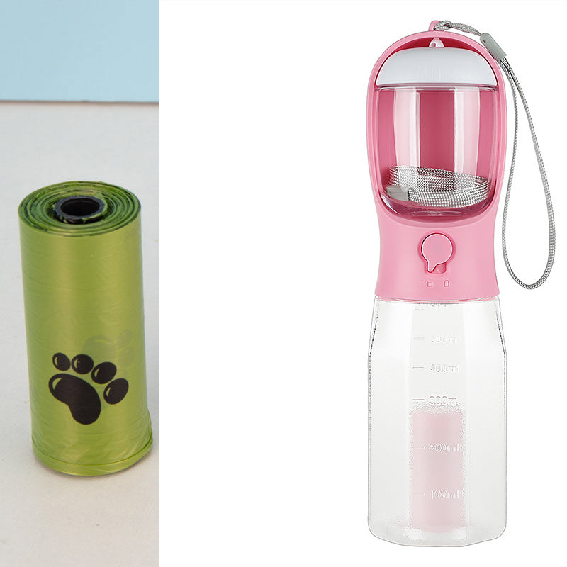 Portable Cat/Dog Water Bottle Food Feeder, Drinker - Poop Dispenser, 3 In 1 Leak-proof Multifunctional Dog Water Bottle