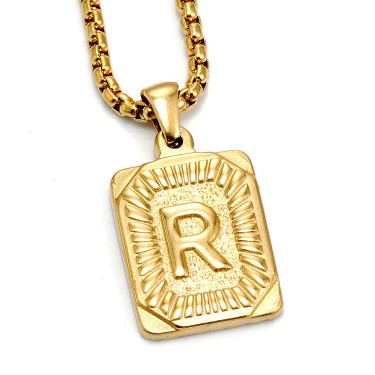 Men's Pendant Gold-plated 18K Titanium Steel Letter Necklace