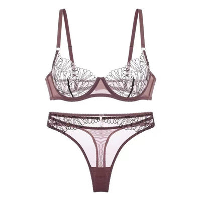 Sexy Underwear Shell Embroidery Bra Set