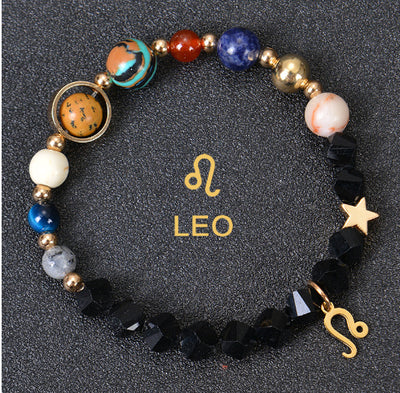 Eight Planets Twelve Constellations Frosted Stone Beaded Bracelet