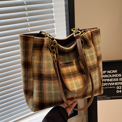 Fashion Personality Plaid Tote Bag for Women