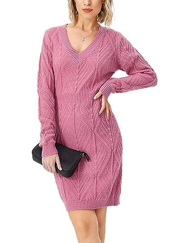 Women's V-neck Twist Knitted Dress