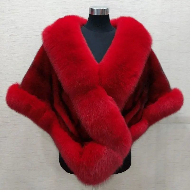 Imitation Mink Fox Fur Cape Coat Plus-sized Dress Shawl