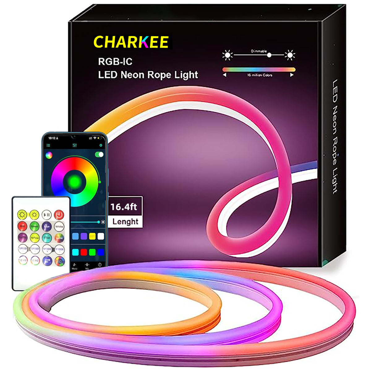 Bluetooth Neon Illusion Rope Light 24V-84D16.4ft