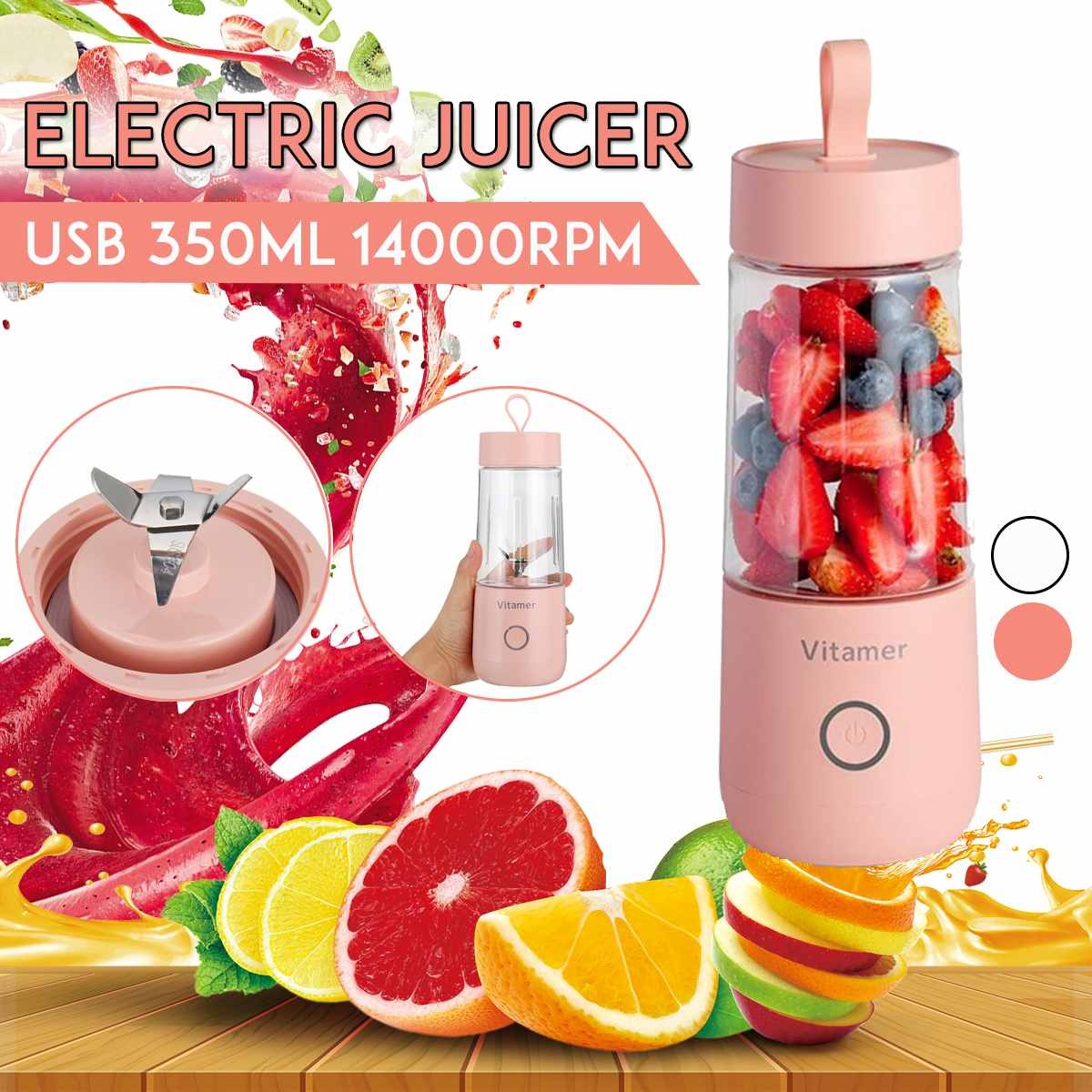 350ml Portable Blender, Juicer, Electric USB Rechargeable Mixer, Smoothie Slushy Cup