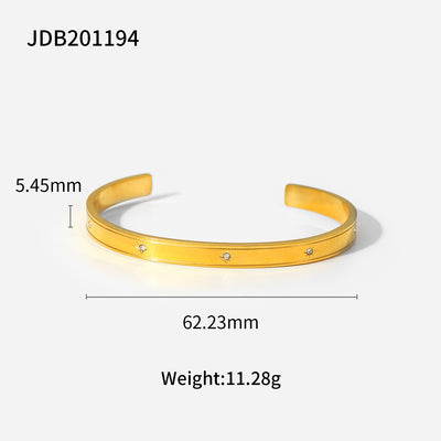 Gold-plated Stainless Steel Bracelet with Zirconia