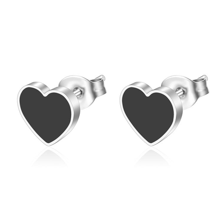 Stainless Steel Love Heart Stud Earrings