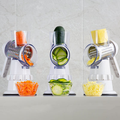 3-in-1 Vegetable Slicer, Grater, Cutter, Round Chopper, Mandolin Shredder