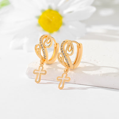 Popular Multi-style Design Gold-plated Ornament Cross Earrings