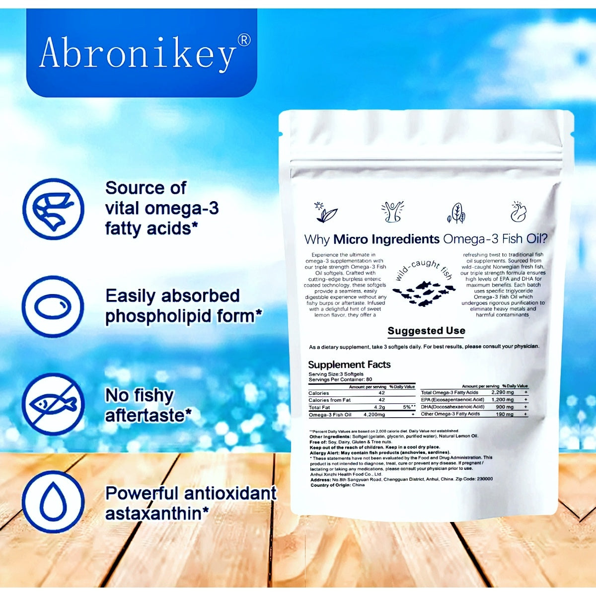 Abronikey Triple Strength  Omega-3 Fish Oil Supplements 4200mg Per Serving