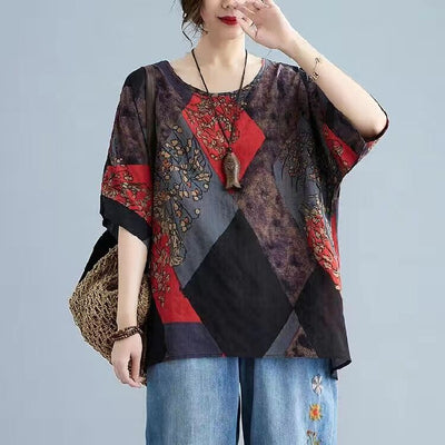 Loose Round Neck Printed Short-sleeved T-shirt Top