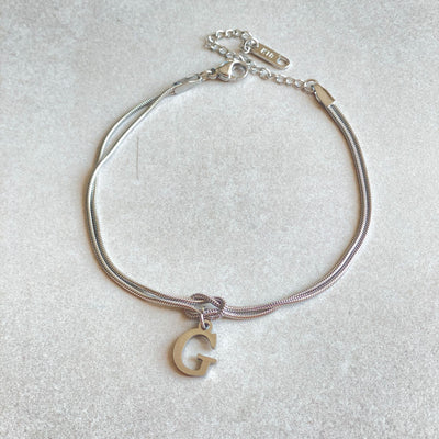 New Letter A-Z Love Knot Gold Color Dainty Snake Chain Charm Bracelet