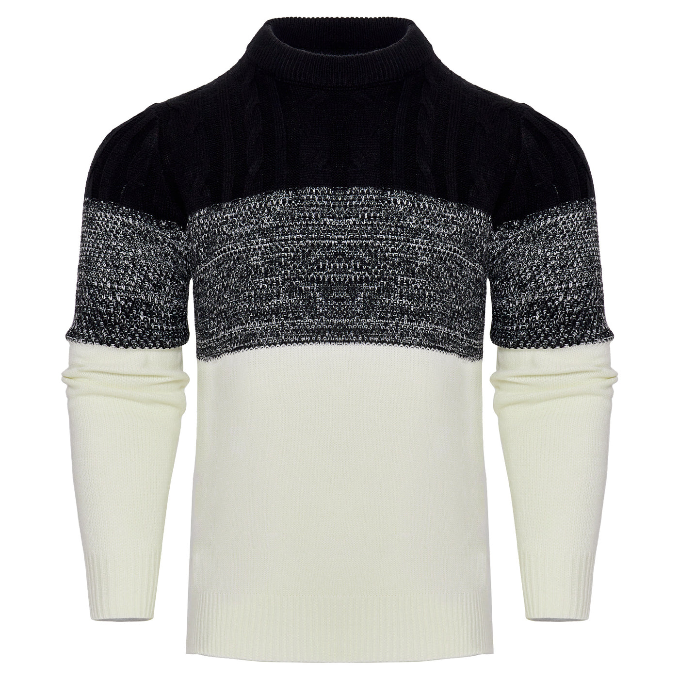 Men's Casual Color Sleeve Cable Knit Pullover