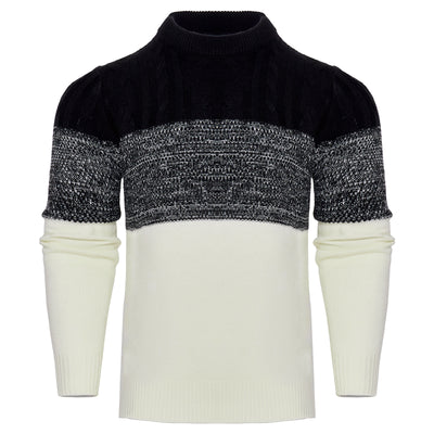 Men's Casual Color Sleeve Cable Knit Pullover