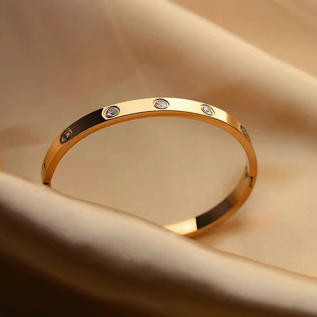 14K Gold Plated Friendship Love Bangle Bracelet