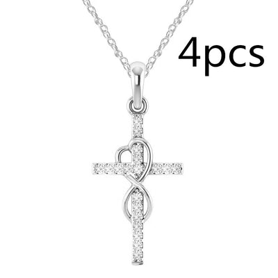 Alloy Pendant with Diamond and Eight-character Cross Necklace