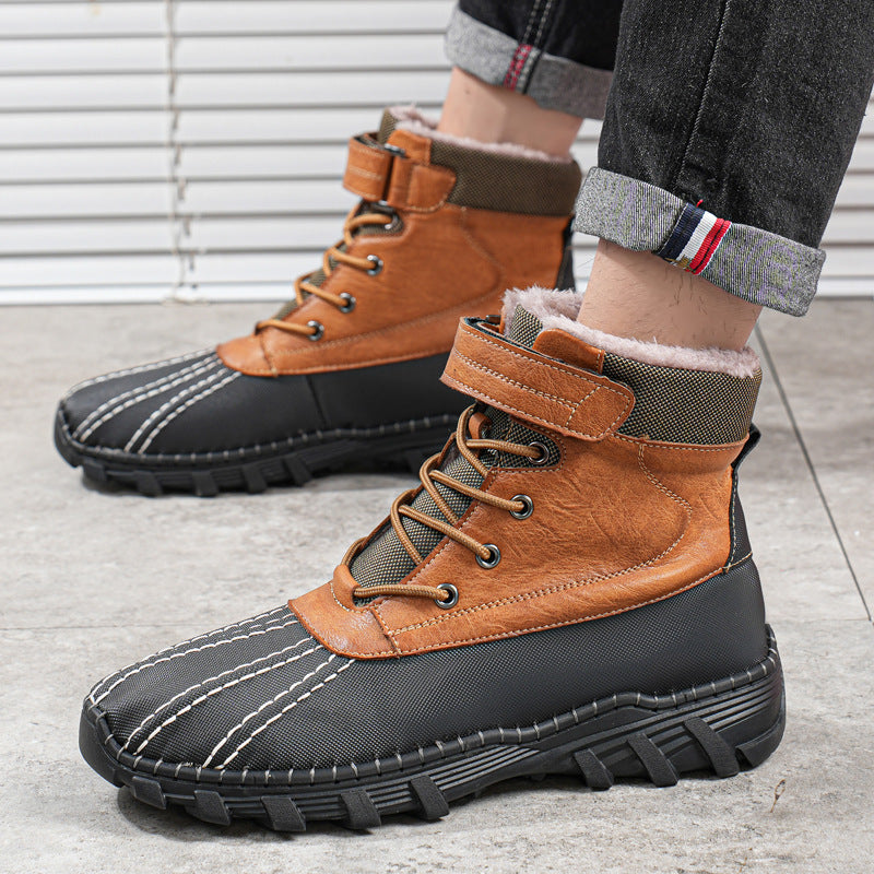 Winter Fleece Lace-up Snow Boots, Waterproof and Anti-slip