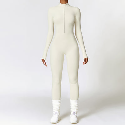 Warm Zipper Long-sleeved Jumpsuit, Yoga, Fitness, Sports Pants Breathable Bodysuit