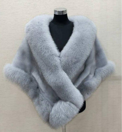 Imitation Mink Fox Fur Cape Coat Plus-sized Dress Shawl