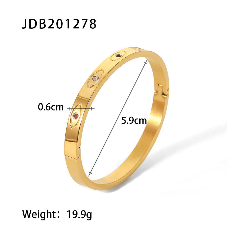 Gold-plated Stainless Steel Bracelet with Zirconia