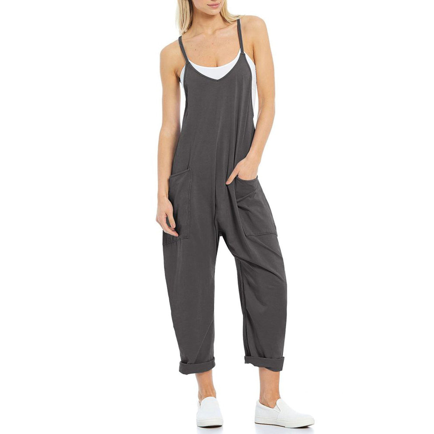 Women's Pocket Spaghetti Straps Knitted Jumpsuit