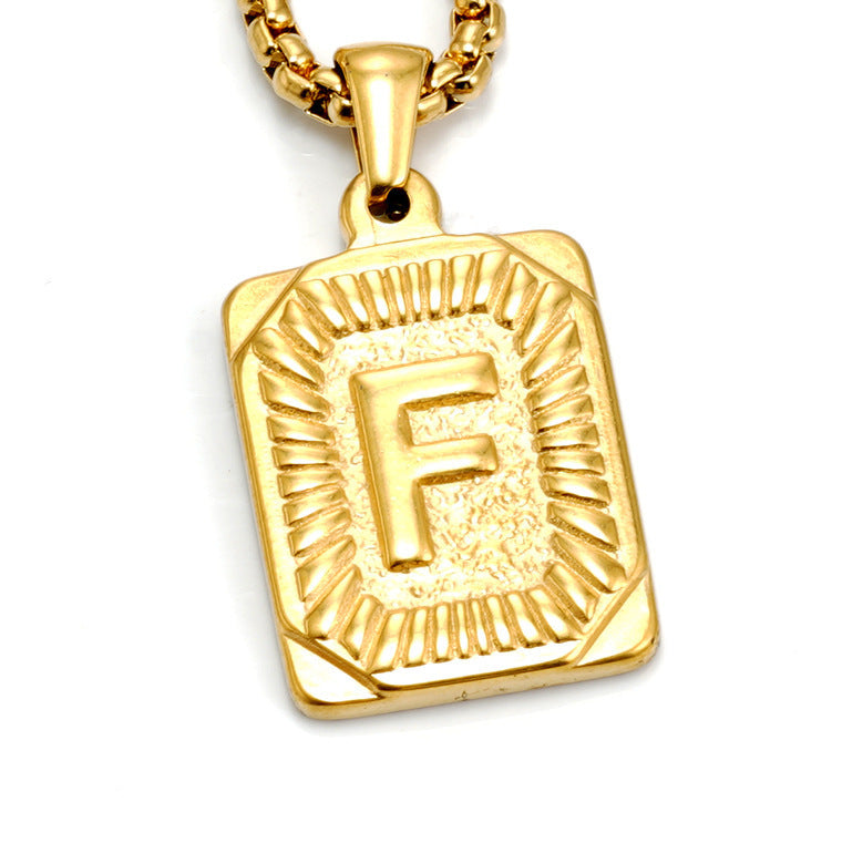 Men's Pendant Gold-plated 18K Titanium Steel Letter Necklace