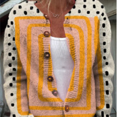 Women's Digital Print Knitted Cardigan