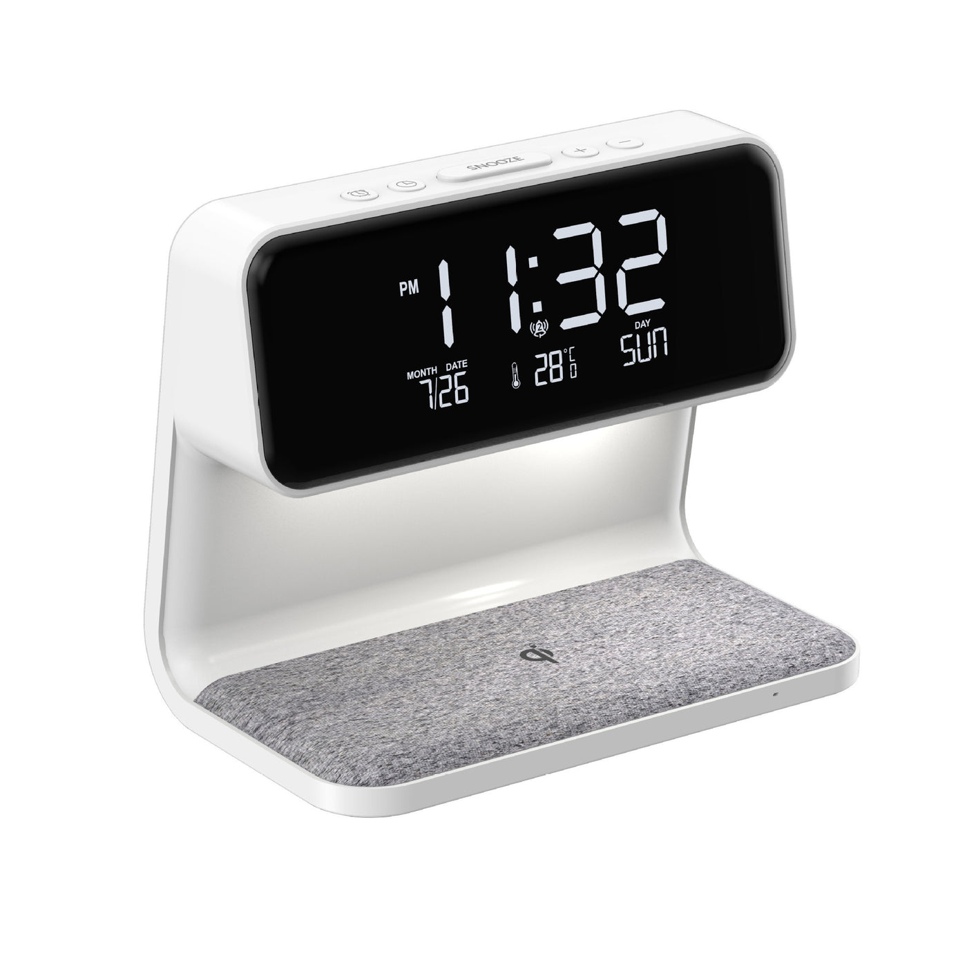 Creative 3-in-1 Bedside Lamp, Wireless Phone Charger, LCD Screen Alarm Clock