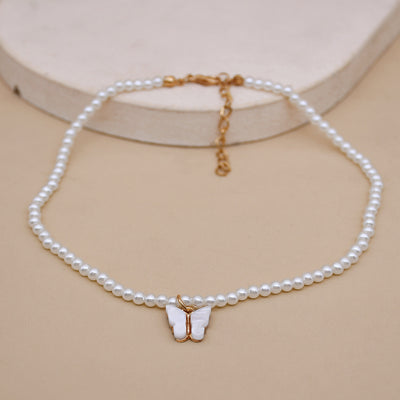 European and American Opal Bow Knot Pearl Necklace