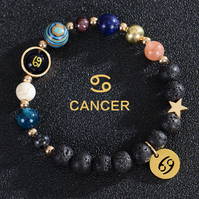 Eight Planets Twelve Constellations Frosted Stone Beaded Bracelet