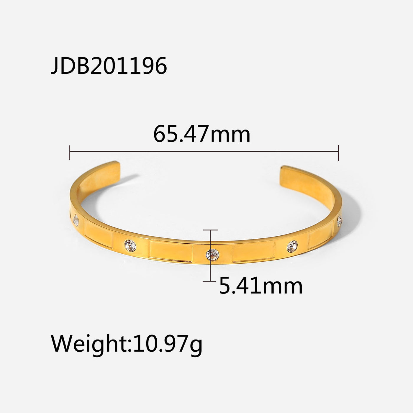 Gold-plated Stainless Steel Bracelet with Zirconia