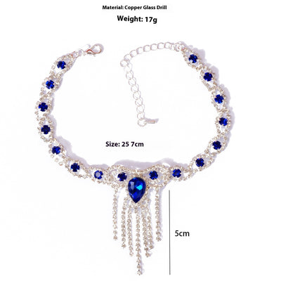 Fashion Style Tassel Blue Rhinestone Anklet