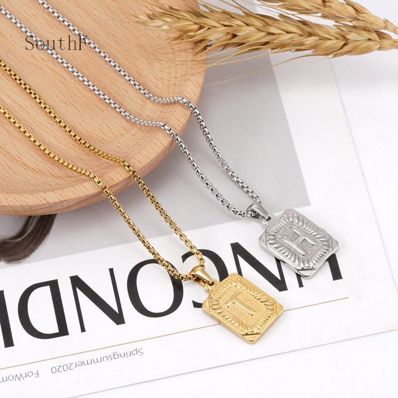 Men's Pendant Gold-plated 18K Titanium Steel Letter Necklace