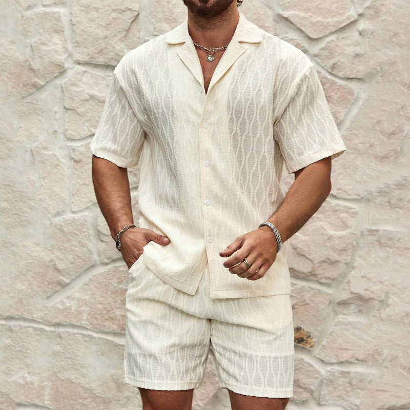 Men's Loose Short Sleeve Casual Shirt and Shorts Set