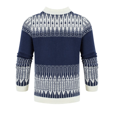 Crewneck Pullover Unisex Fair Isle Long Sleeve Knitted Sweater