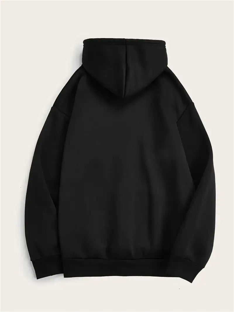 Hip Hop Print Drop Shoulder Hoodie, Casual Long Sleeve Hooded Sweatshirt