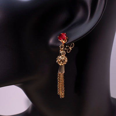 Gold-plated Diamond Tassel Eardrops Earrings