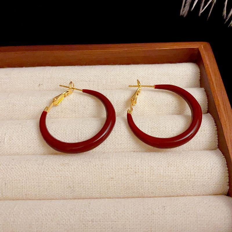 Special-interest Design Mild Luxury Retro Red Oil-spot Glaze Simple Bracelet Earrings