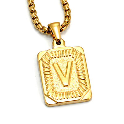 Men's Pendant Gold-plated 18K Titanium Steel Letter Necklace