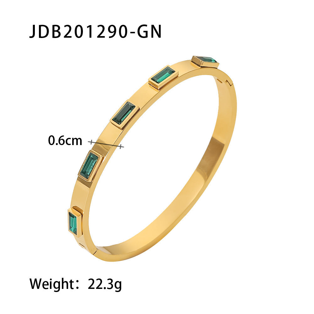 Gold-plated Stainless Steel Bracelet with Zirconia