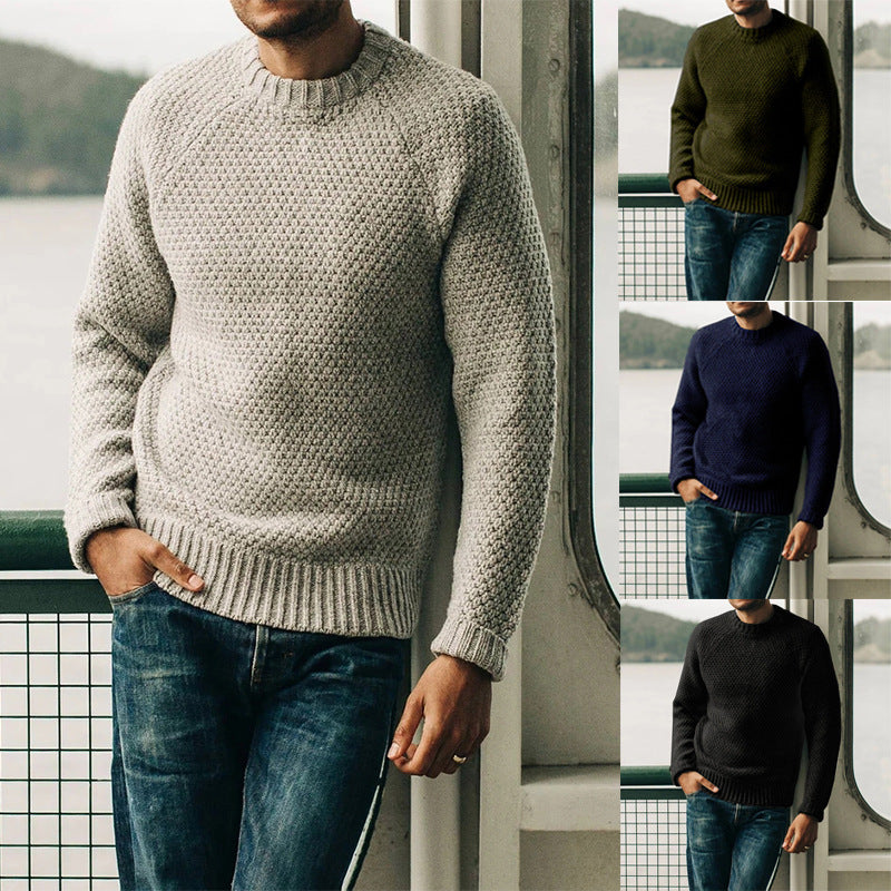 Men's Round Neck Knitted Casual Sweater