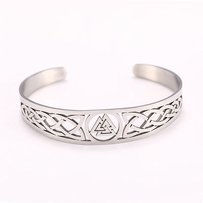 Asgard Handcrafted Stainless Steel Valknut Symbol and Celtic Design Bracelet