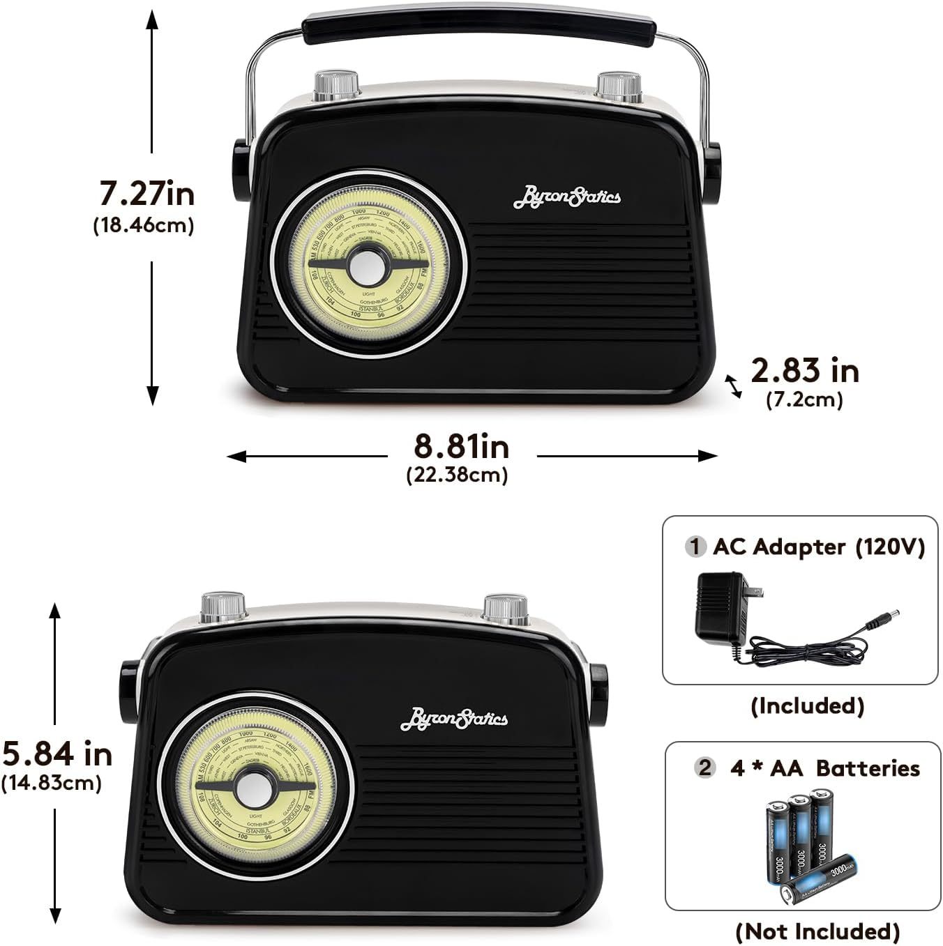 Black AM FM Vintage Radio with Headphone