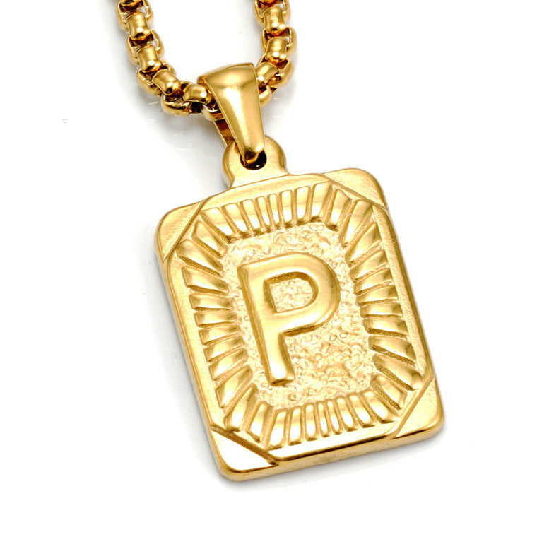 Men's Pendant Gold-plated 18K Titanium Steel Letter Necklace