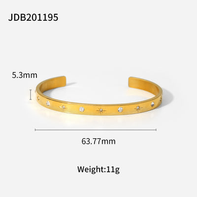 Gold-plated Stainless Steel Bracelet with Zirconia