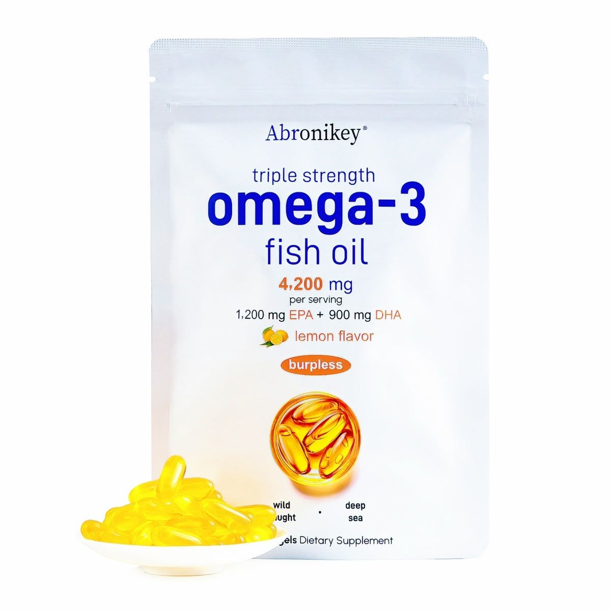 Abronikey Triple Strength  Omega-3 Fish Oil Supplements 4200mg Per Serving