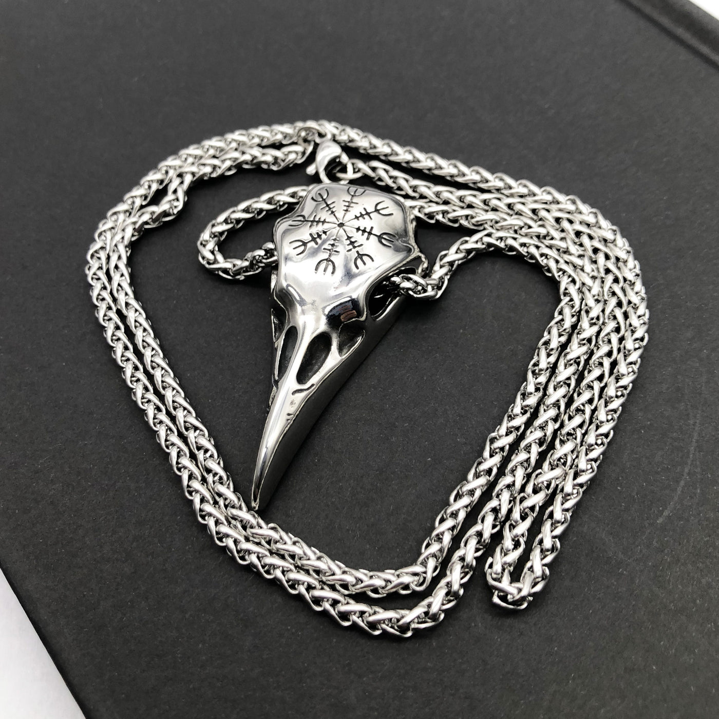 Men's Fashionable Vintage Viking Symbol Skull Eagle Beak Pendant Necklace