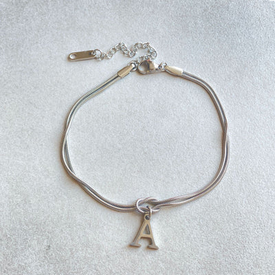 New Letter A-Z Love Knot Gold Color Dainty Snake Chain Charm Bracelet