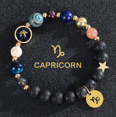 Eight Planets Twelve Constellations Frosted Stone Beaded Bracelet