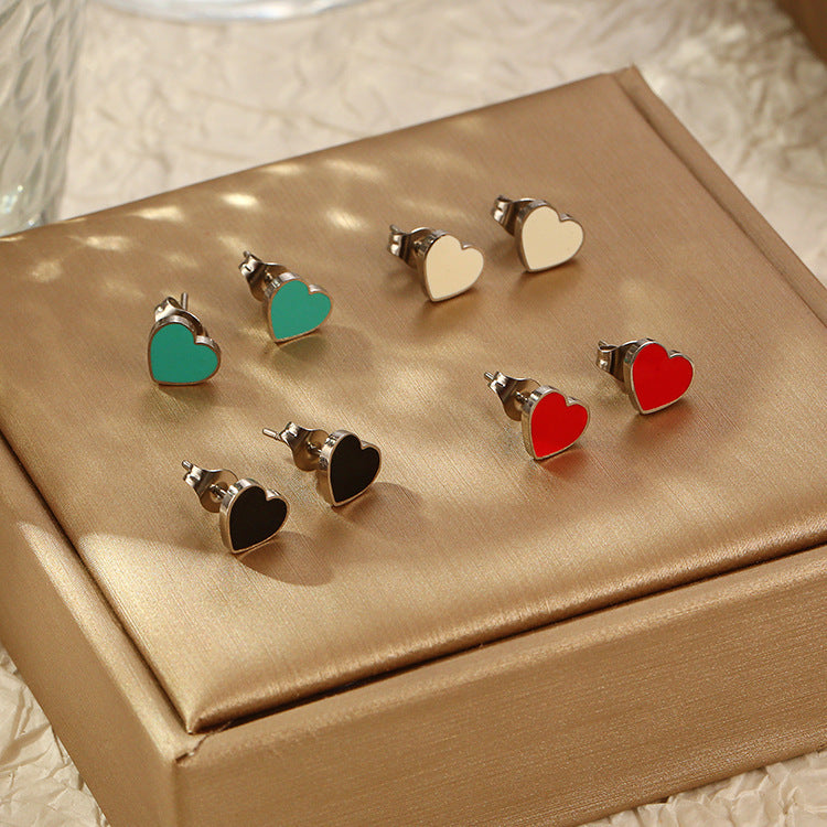 Stainless Steel Love Heart Stud Earrings